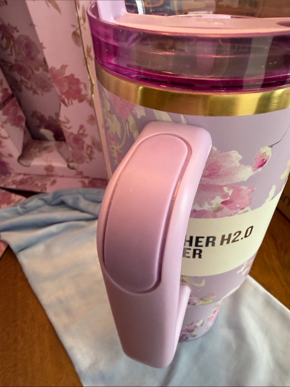Stanley Love Shack Fancy Purple Pink Floral with Handle and Straw - Picture 12 of 14